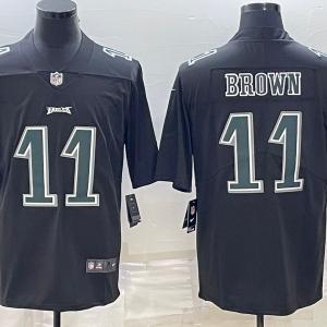 Men's Philadelphia Eagles #11 A.J. Brown Black Green Vapor Untouchable Limited Stitched Jersey - Custom Name