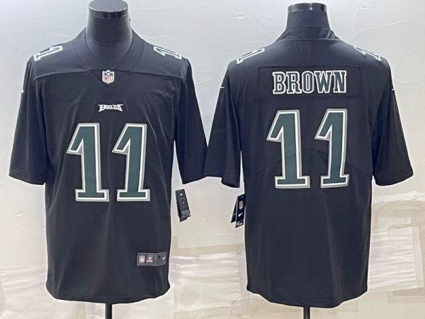Men's Philadelphia Eagles #11 A.J. Brown Black Green Vapor Untouchable Limited Stitched Jersey - Custom Name