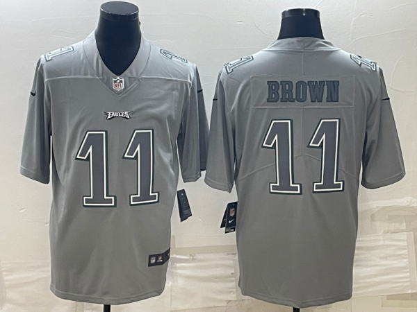 Men's Philadelphia Eagles #11 A.J. Brown Gray Atmosphere Fashion Stitched Jersey - Custom Name