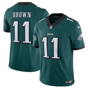 Men's Philadelphia Eagles #11 A.J. Brown Green 2023 F.U.S.E. Vapor Untouchable Limited Stitched Football Jersey - Custom Name