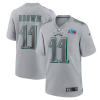 Men's Philadelphia Eagles #11 A.J. Brown Grey Super Bowl LVII Patch Atmosphere Fashion Stitched Game Jersey - Custom Name