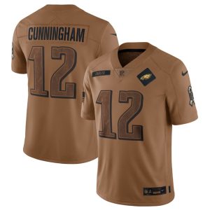 Men's Philadelphia Eagles #12 Randall Cunningham 2023 Brown Salute To Service Limited Football Jersey - Custom Name