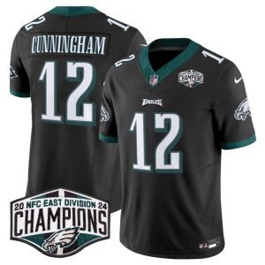 Men's Philadelphia Eagles #12 Randall Cunningham Black 2024 NFC East Champions F.U.S.E. Vapor Untouchable Limited Stitched Football Jersey - Custom Name