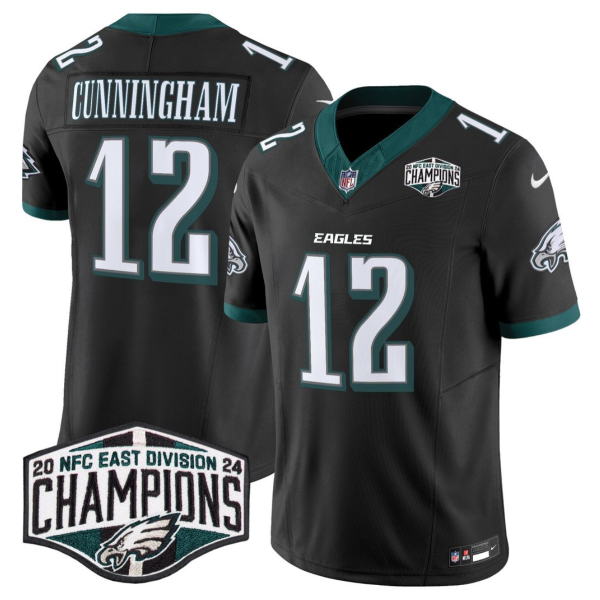 Men's Philadelphia Eagles #12 Randall Cunningham Black 2024 New NFC East Champions F.U.S.E. Vapor Untouchable Limited Stitched Football Jersey - Custom Name