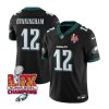 Men's Philadelphia Eagles #12 Randall Cunningham Black 2025 Eagles Logo Super Bowl LIX Patch New F.U.S.E. Vapor Limited Stitched Football Jersey - Custom Name
