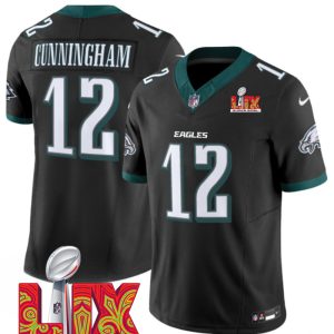 Men's Philadelphia Eagles #12 Randall Cunningham Black F.U.S.E. 24 25 Super Bowl LIX Vapor Untouchable Limited Stitched Football Jersey - Custom Name