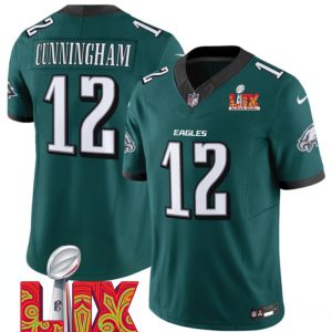 Men's Philadelphia Eagles #12 Randall Cunningham Green F.U.S.E. 24 25 Super Bowl LIX Vapor Untouchable Limited Stitched Football Jersey - Custom Name