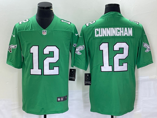 Men's Philadelphia Eagles #12 Randall Cunningham Green Stitched Football Jersey - Custom Name