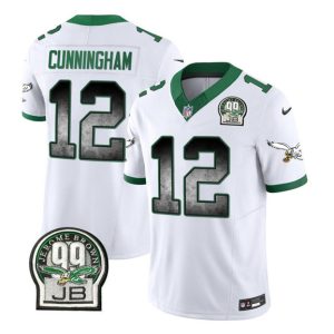 Men's Philadelphia Eagles #12 Randall Cunningham White 2023 F.U.S.E. Throwback Vapor Untouchable Limited Stitched Football Jersey - Custom Name