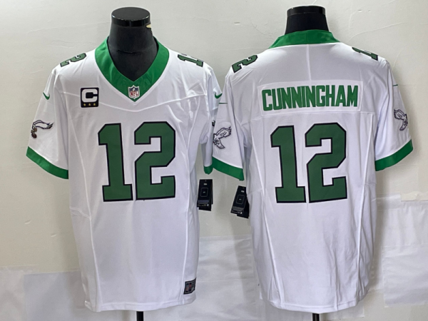 Men's Philadelphia Eagles #12 Randall Cunningham White 2023 F.U.S.E. With C Patch Vapor Untouchable Stitched Football Jersey - Custom Name
