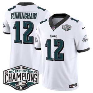 Men's Philadelphia Eagles #12 Randall Cunningham White 2024 NFC East Champions F.U.S.E. Vapor Untouchable Limited Stitched Football Jersey - Custom Name