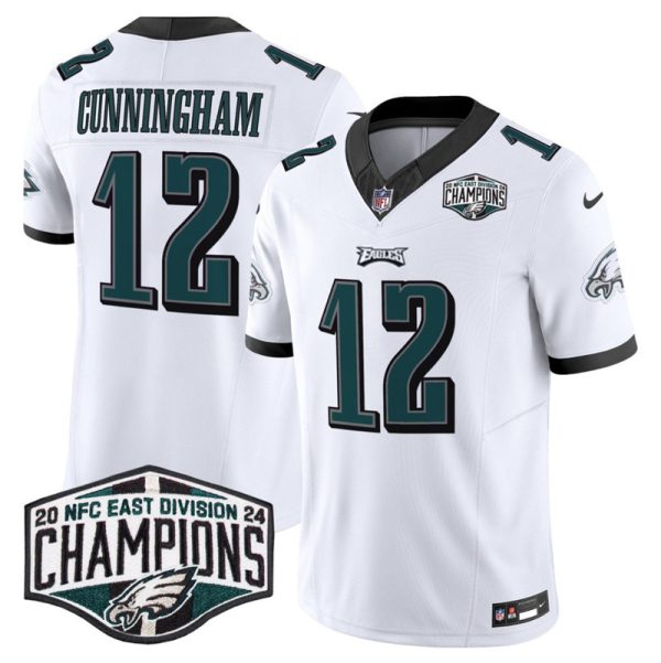 Men's Philadelphia Eagles #12 Randall Cunningham White 2024 NFC East Champions F.U.S.E. Vapor Untouchable Limited Stitched Football Jersey - Custom Name