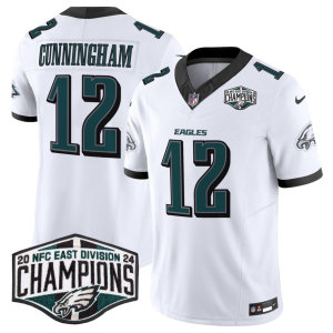 Men's Philadelphia Eagles #12 Randall Cunningham White 2024 New NFC East Champions F.U.S.E. Vapor Untouchable Limited Stitched Football Jersey - Custom Name