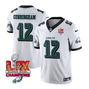 Men's Philadelphia Eagles #12 Randall Cunningham White 2025 Eagles Logo Super Bowl LIX Patch New F.U.S.E. Vapor Limited Stitched Football Jersey - Custom Name