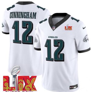 Men's Philadelphia Eagles #12 Randall Cunningham White F.U.S.E. 24 25 Super Bowl LIX Vapor Untouchable Limited Stitched Football Jersey - Custom Name