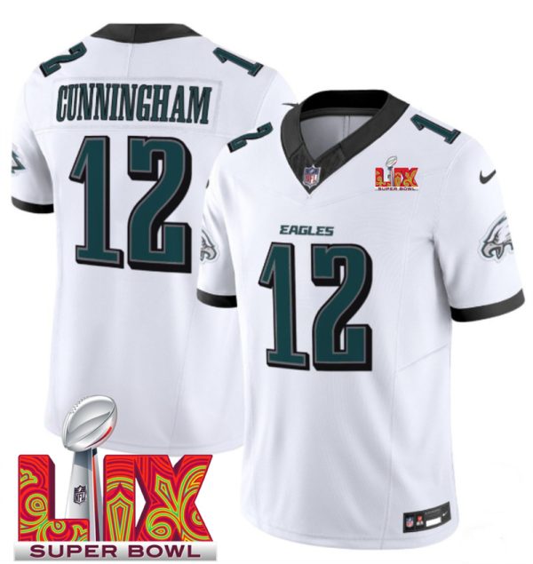Men's Philadelphia Eagles #12 Randall Cunningham White F.U.S.E. 24 25 Super Bowl LIX Vapor Untouchable Limited Stitched Football Jersey - Custom Name