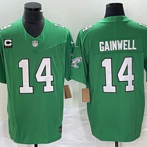 Men's Philadelphia Eagles #14 Kenneth Gainwell Green 2023 F.U.S.E. With C Patch Vapor Untouchable Stitched Football Jersey - Custom Name