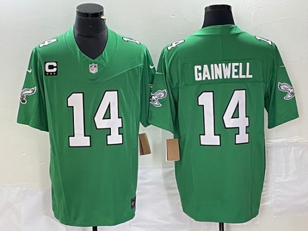 Men's Philadelphia Eagles #14 Kenneth Gainwell Green 2023 F.U.S.E. With C Patch Vapor Untouchable Stitched Football Jersey - Custom Name
