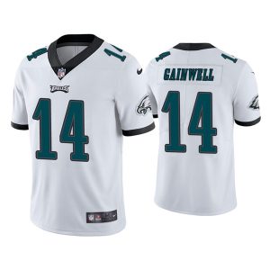 Men's Philadelphia Eagles #14 Kenneth Gainwell White Vapor Untouchable Limited Stitched Jersey - Custom Name