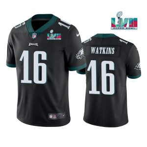 Men's Philadelphia Eagles #16 Quez Watkins Black Super Bowl LVII Vapor Untouchable Limited Stitched Jersey - Custom Name