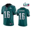 Men's Philadelphia Eagles #16 Quez Watkins Green Super Bowl LVII Vapor Untouchable Limited Stitched Jersey - Custom Name