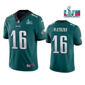 Men's Philadelphia Eagles #16 Quez Watkins Green Super Bowl LVII Vapor Untouchable Limited Stitched Jersey - Custom Name