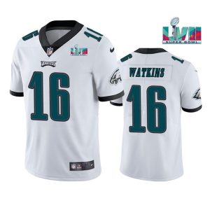 Men's Philadelphia Eagles #16 Quez Watkins White Super Bowl LVII Vapor Untouchable Limited Stitched Jersey - Custom Name