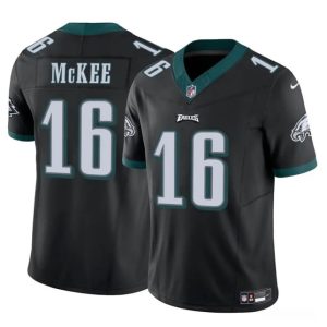 Men's Philadelphia Eagles #16 Tanner McKee Black F.U.S.E. Vapor Untouchable Limited Stitched Football Jersey - Custom Name