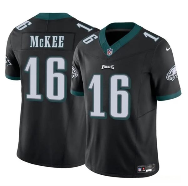 Men's Philadelphia Eagles #16 Tanner McKee Black F.U.S.E. Vapor Untouchable Limited Stitched Football Jersey - Custom Name