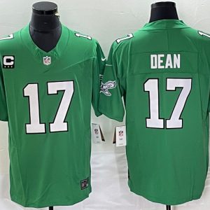 Men's Philadelphia Eagles #17 Nakobe Dean Green 2023 F.U.S.E. With C Patch Vapor Untouchable Stitched Football Jersey - Custom Name