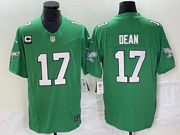 Men's Philadelphia Eagles #17 Nakobe Dean Green 2023 F.U.S.E. With C Patch Vapor Untouchable Stitched Football Jersey - Custom Name