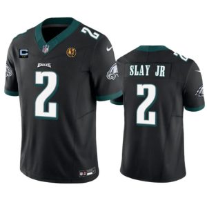 Men's Philadelphia Eagles #2 Darius Slay JR Black 2023 F.U.S.E. With 1-star C Patch And John Madden Patch Vapor Limited Stitched Football Jersey - Custom Name
