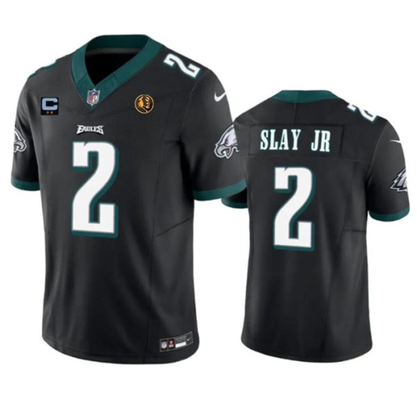 Men's Philadelphia Eagles #2 Darius Slay JR Black 2023 F.U.S.E. With 1-star C Patch And John Madden Patch Vapor Limited Stitched Football Jersey - Custom Name