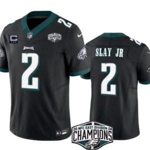 Men's Philadelphia Eagles #2 Darius Slay JR Black 2024 NFC East Champions With 3-Star C Patch F.U.S.E. Vapor Untouchable Limited Stitched Football Jersey - Custom Name