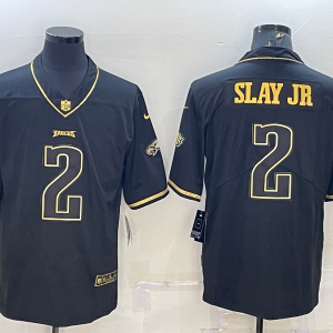 Men's Philadelphia Eagles #2 Darius Slay JR Black Gold Vapor Untouchable Limited Stitched Jersey - Custom Name