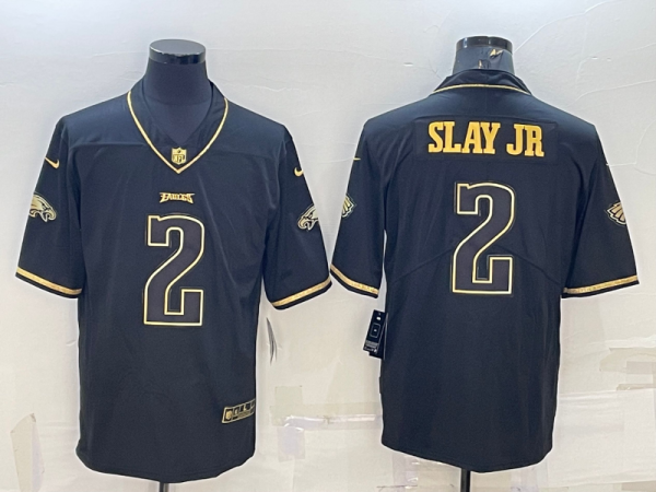 Men's Philadelphia Eagles #2 Darius Slay JR Black Gold Vapor Untouchable Limited Stitched Jersey - Custom Name