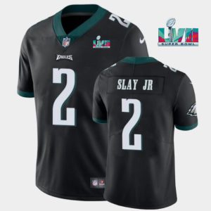 Men's Philadelphia Eagles #2 Darius Slay JR Black Super Bowl LVII Patch Vapor Untouchable Limited Stitched Jersey - Custom Name