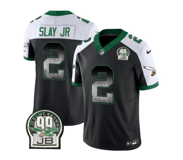 Men's Philadelphia Eagles #2 Darius Slay JR Black White 2023 F.U.S.E. Throwback Vapor Untouchable Limited Stitched Football Jersey - Custom Name