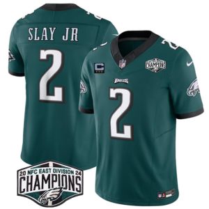 Men's Philadelphia Eagles #2 Darius Slay JR Green 2024 NFC East Champions With 3-Star C Patch F.U.S.E. Vapor Untouchable Limited Stitched Football Jersey - Custom Name