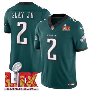 Men's Philadelphia Eagles #2 Darius Slay JR Green F.U.S.E. 24 25 Super Bowl LIX Vapor Untouchable Limited Stitched Football Jersey - Custom Name
