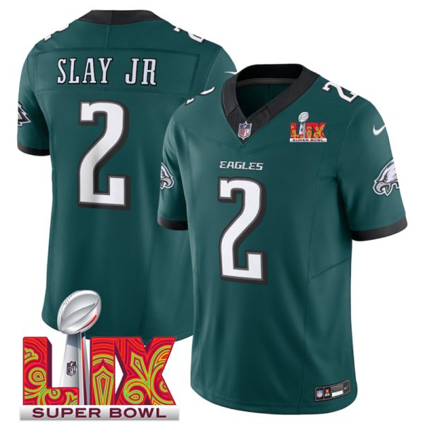 Men's Philadelphia Eagles #2 Darius Slay JR Green F.U.S.E. 24 25 Super Bowl LIX Vapor Untouchable Limited Stitched Football Jersey - Custom Name