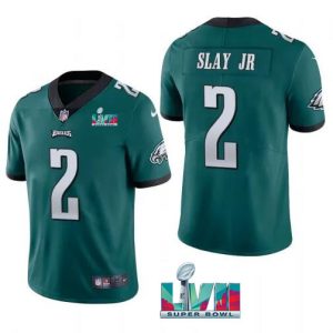 Men's Philadelphia Eagles #2 Darius Slay JR Green Super Bowl LVII Patch Vapor Untouchable Limited Stitched Jersey - Custom Name