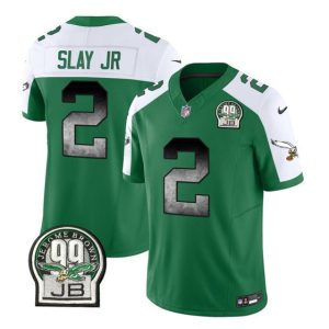 Men's Philadelphia Eagles #2 Darius Slay JR Green White 2023 F.U.S.E. Throwback Vapor Untouchable Limited Stitched Football Jersey - Custom Name