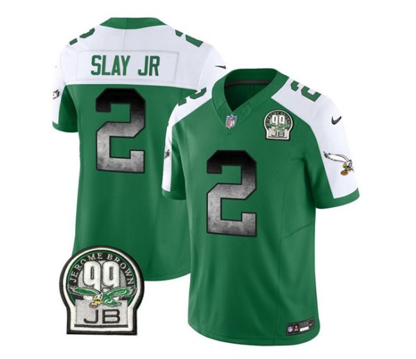 Men's Philadelphia Eagles #2 Darius Slay JR Green White 2023 F.U.S.E. Throwback Vapor Untouchable Limited Stitched Football Jersey - Custom Name