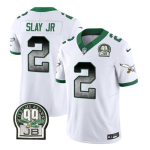 Men's Philadelphia Eagles #2 Darius Slay JR White 2023 F.U.S.E. Throwback Vapor Untouchable Limited Stitched Football Jersey - Custom Name