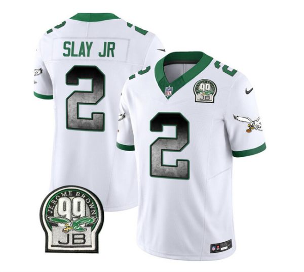 Men's Philadelphia Eagles #2 Darius Slay JR White 2023 F.U.S.E. Throwback Vapor Untouchable Limited Stitched Football Jersey - Custom Name