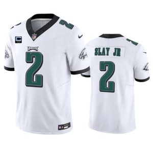 Men's Philadelphia Eagles #2 Darius Slay JR White 2023 F.U.S.E. With 1-Star C Patch Vapor Untouchable Limited Stitched Football Jersey - Custom Name