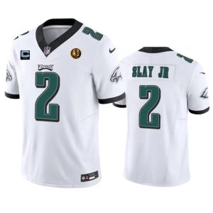 Men's Philadelphia Eagles #2 Darius Slay JR White 2023 F.U.S.E. With 2-star C Patch And John Madden Patch Vapor Limited Stitched Football Jersey - Custom Name