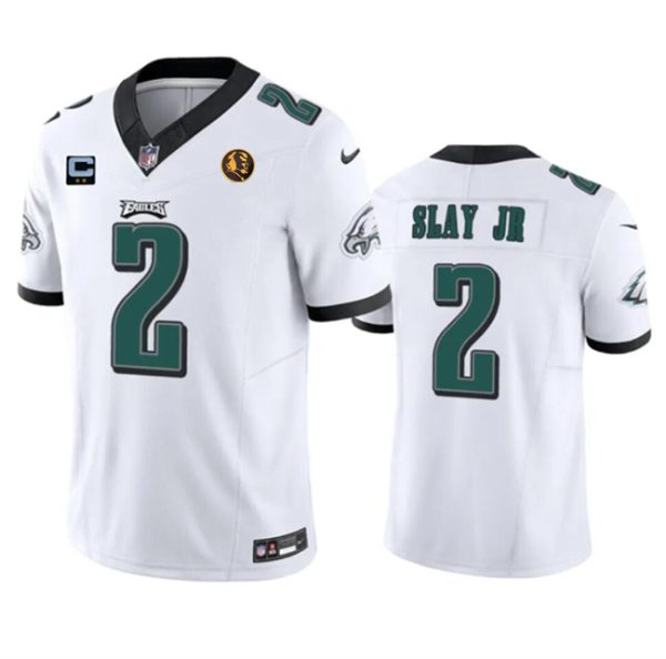 Men's Philadelphia Eagles #2 Darius Slay JR White 2023 F.U.S.E. With 2-star C Patch And John Madden Patch Vapor Limited Stitched Football Jersey - Custom Name