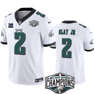 Men's Philadelphia Eagles #2 Darius Slay JR White 2024 NFC Est Champions With 3-Star C Patch F.U.S.E. Vapor Untouchable Limited Stitched Football Jersey - Custom Name